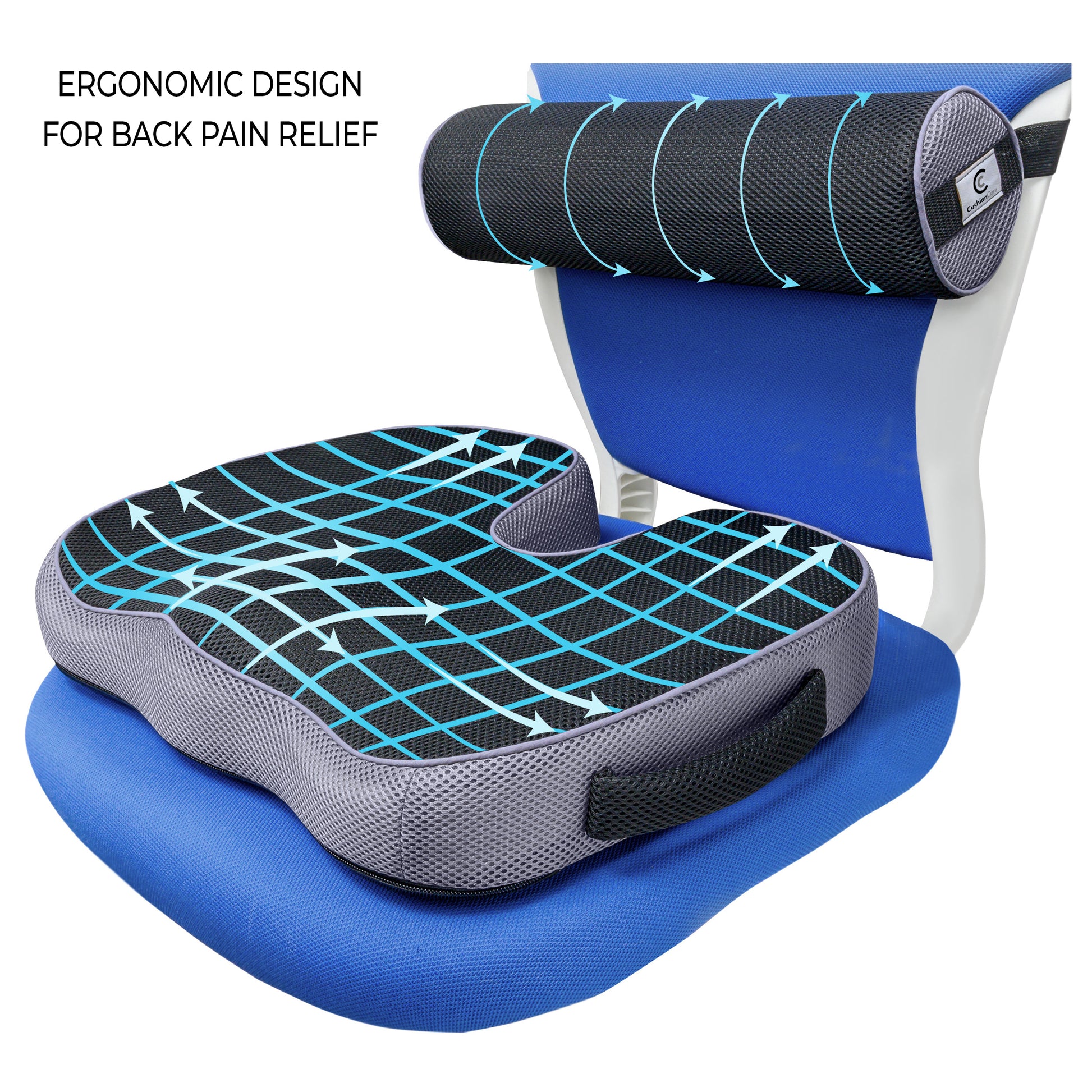 Ergonomic Seat Cushion & Lumbar Roll