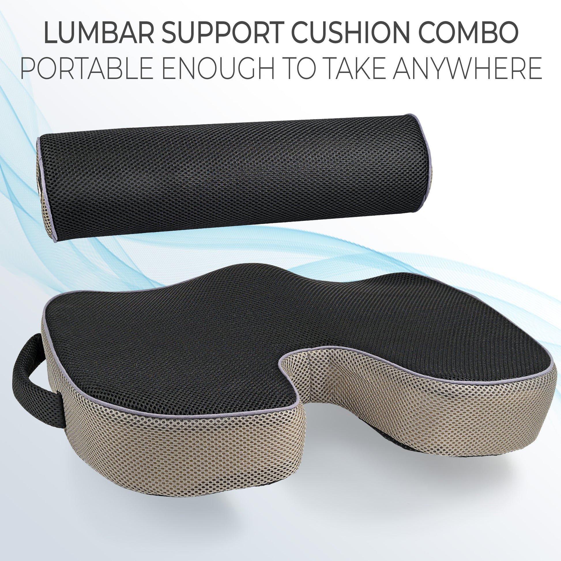 Ergonomic Seat Cushion & Lumbar Roll