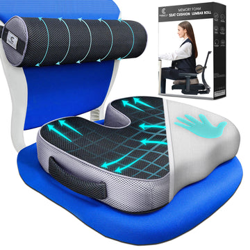 Ergonomic Seat Cushion & Lumbar Roll
